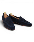 Navy Suede Unlined Penny Loafers