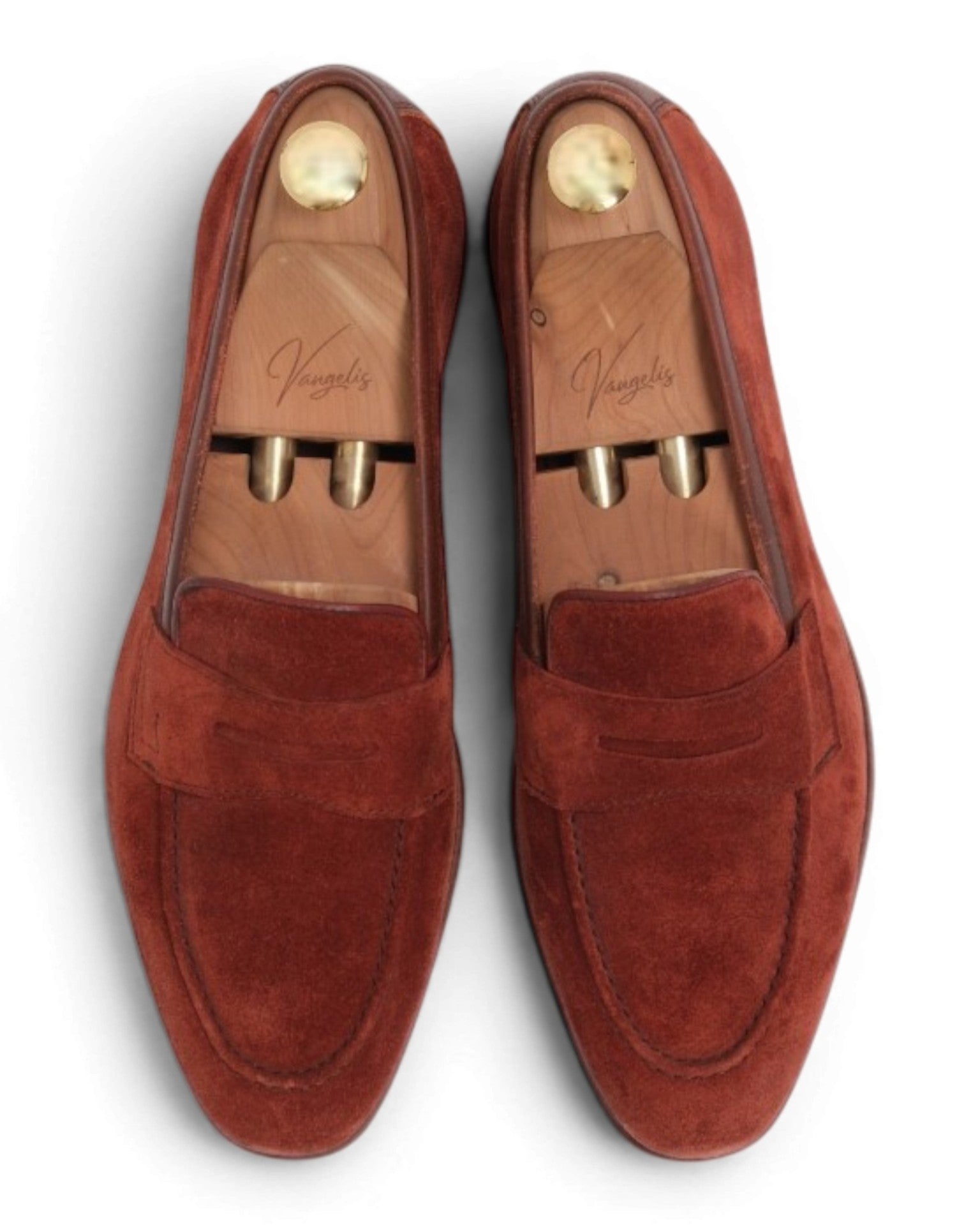 Rust Suede Unlined Penny Loafers