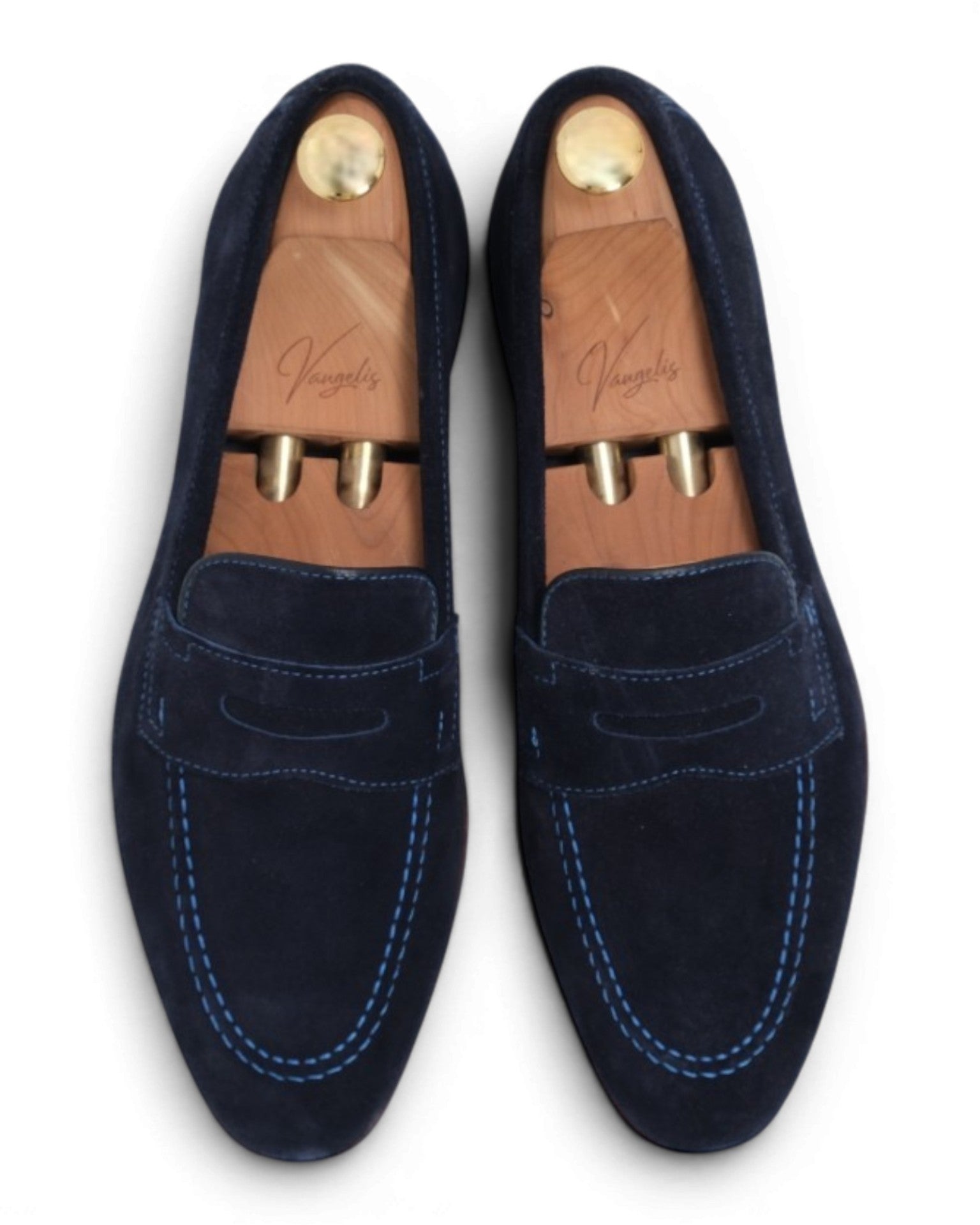 Navy Suede Unlined Penny Loafers