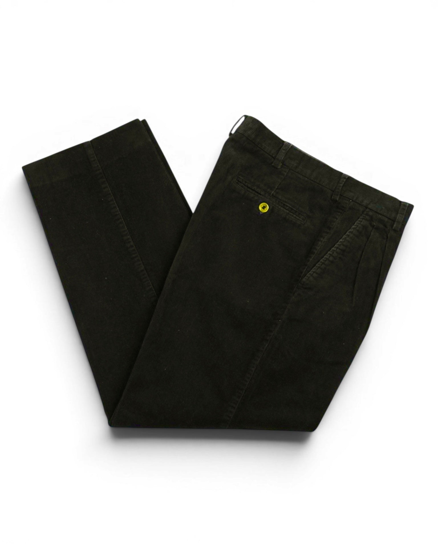 Dark Green Pleated Corduroy Trousers