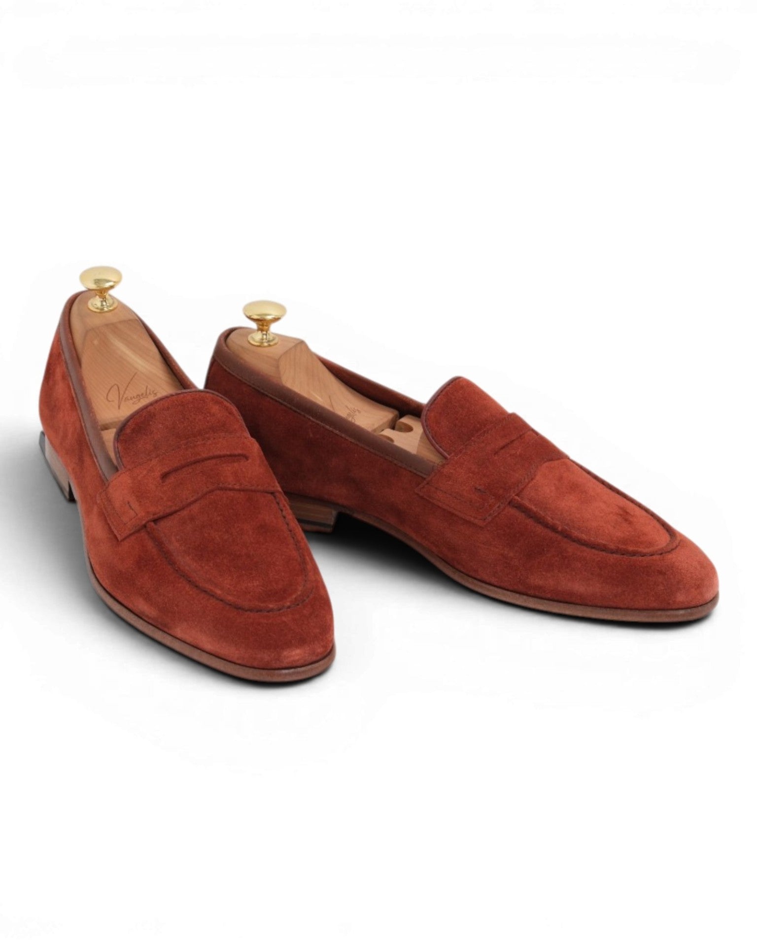 Rust Suede Unlined Penny Loafers