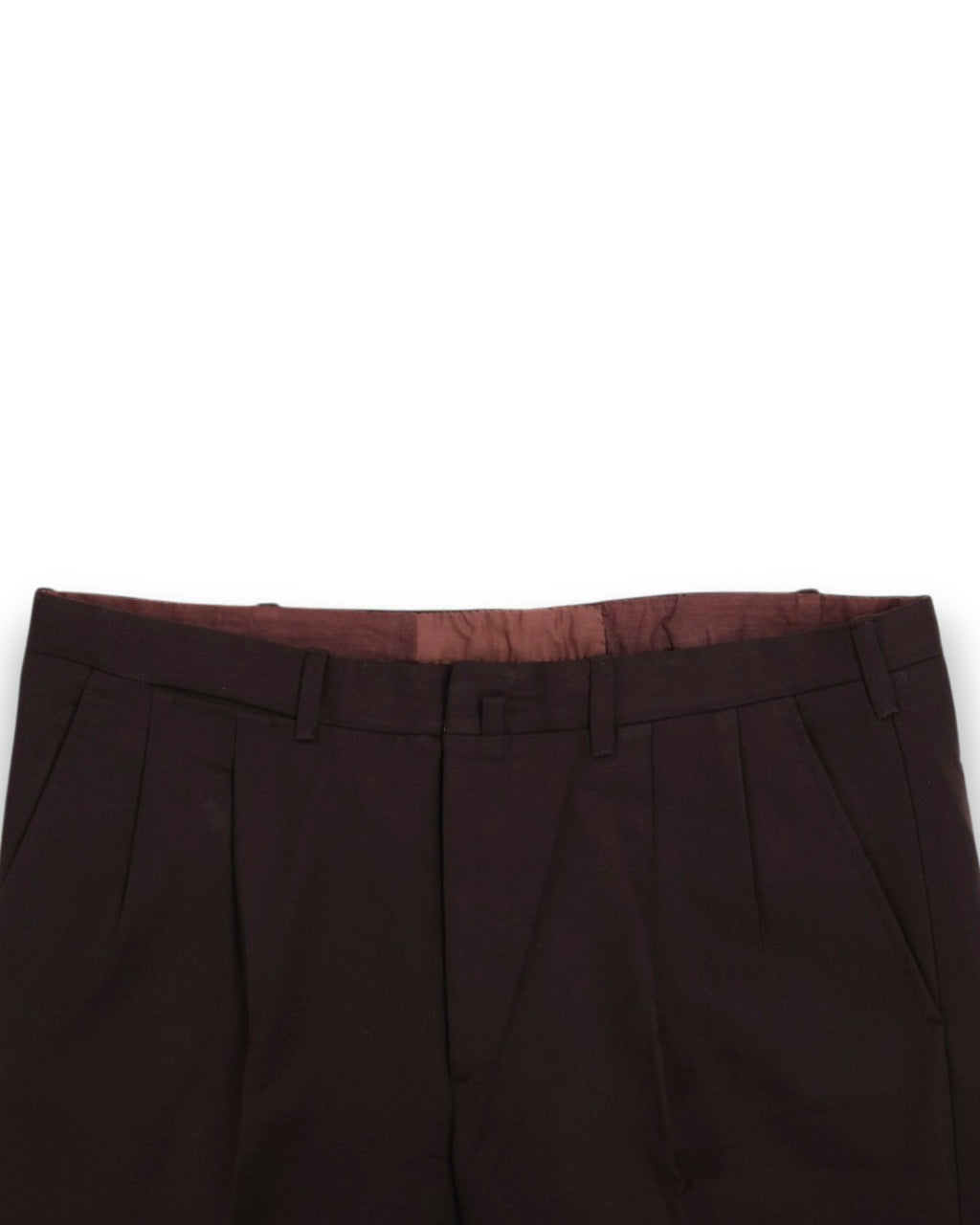 Chocolate Brown Pleated Twill Trousers