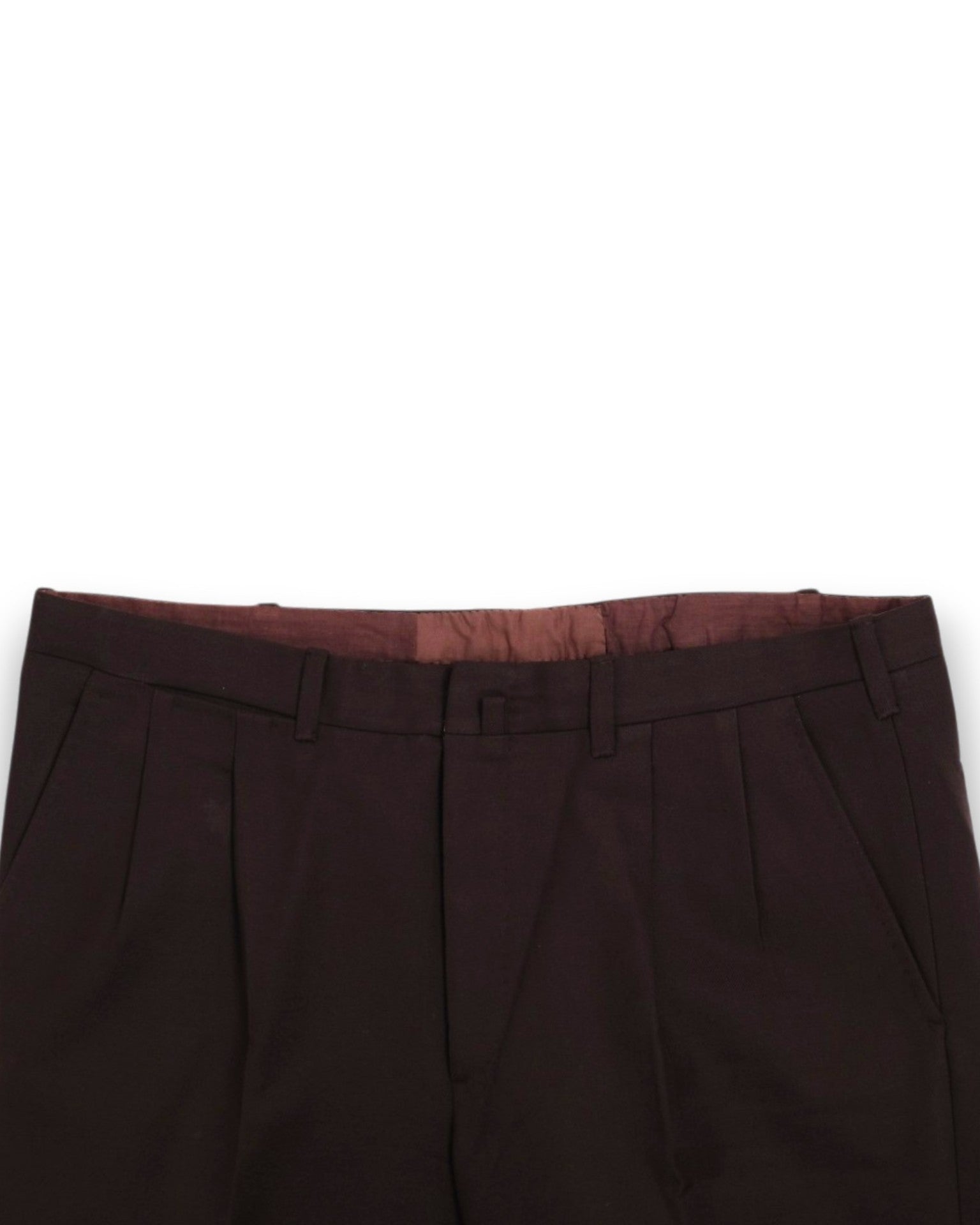 Chocolate Brown Pleated Twill Trousers
