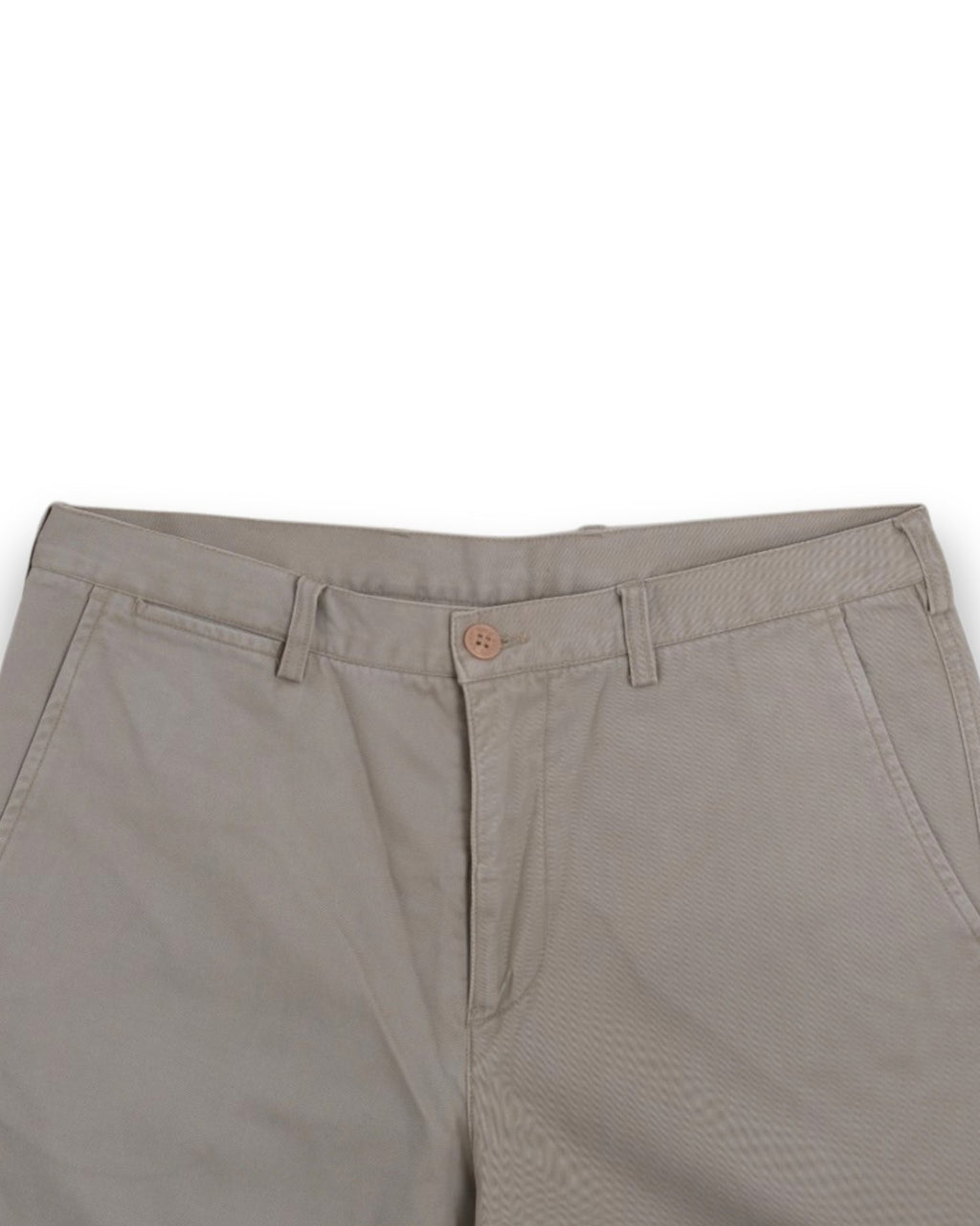 Light Khaki Sturdy Cotton Twill High-Rise Trousers