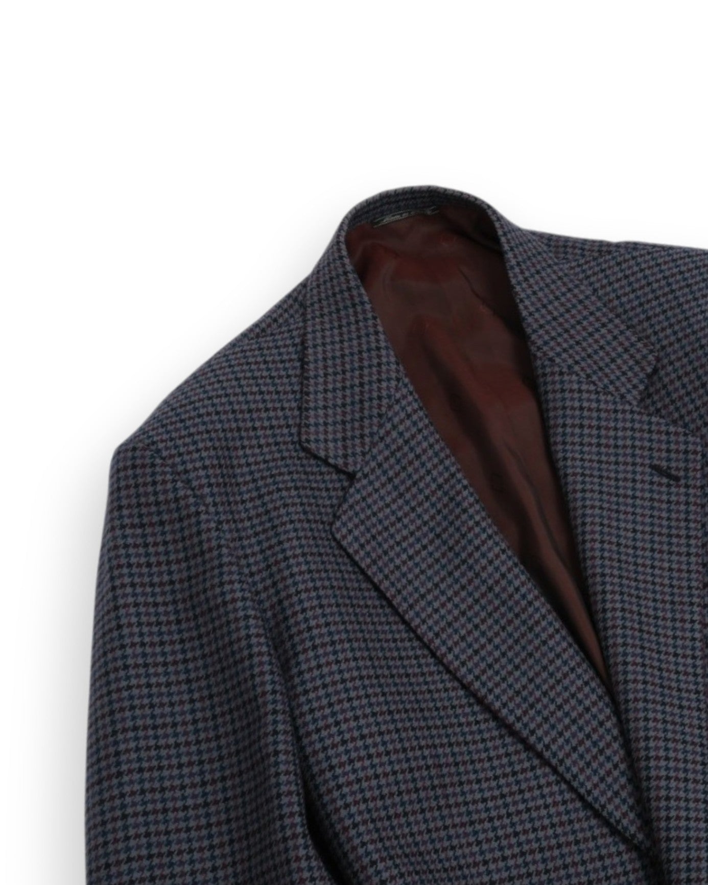 Burgundy/Navy/Grey Virgin Wool Houndstooth Sports Jacket