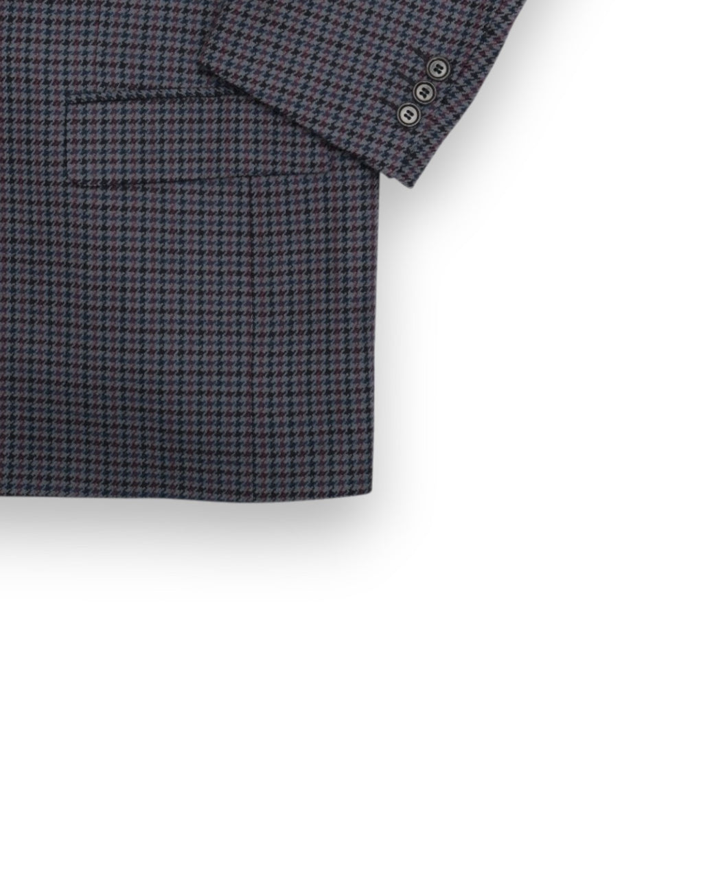 Burgundy/Navy/Grey Virgin Wool Houndstooth Sports Jacket
