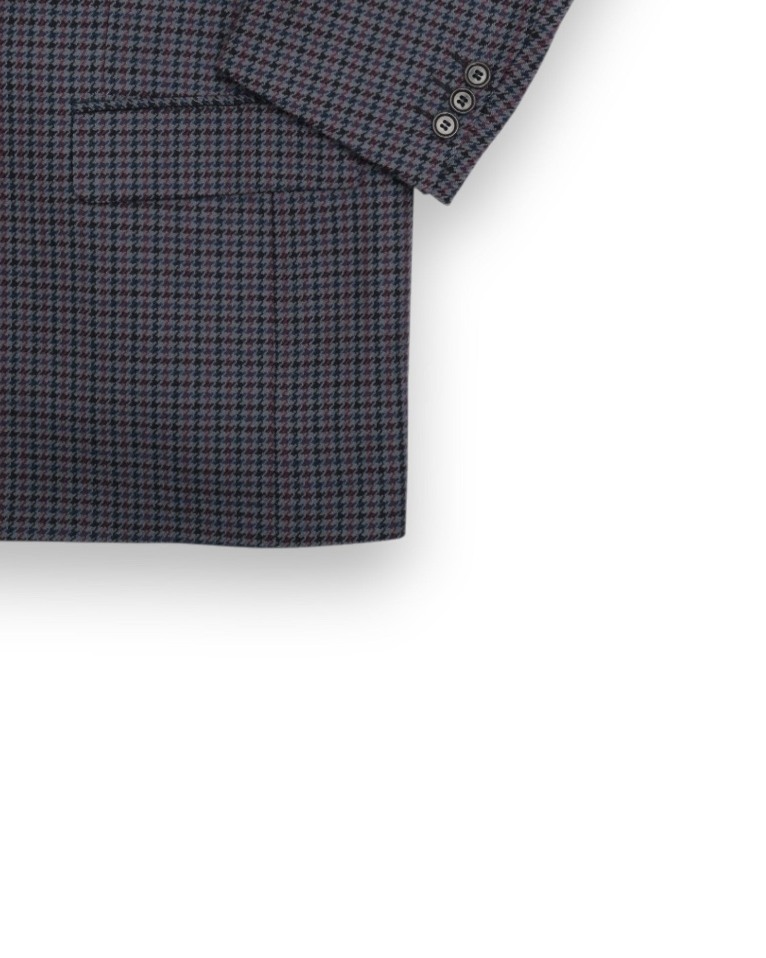 Burgundy/Navy/Grey Virgin Wool Houndstooth Sports Jacket