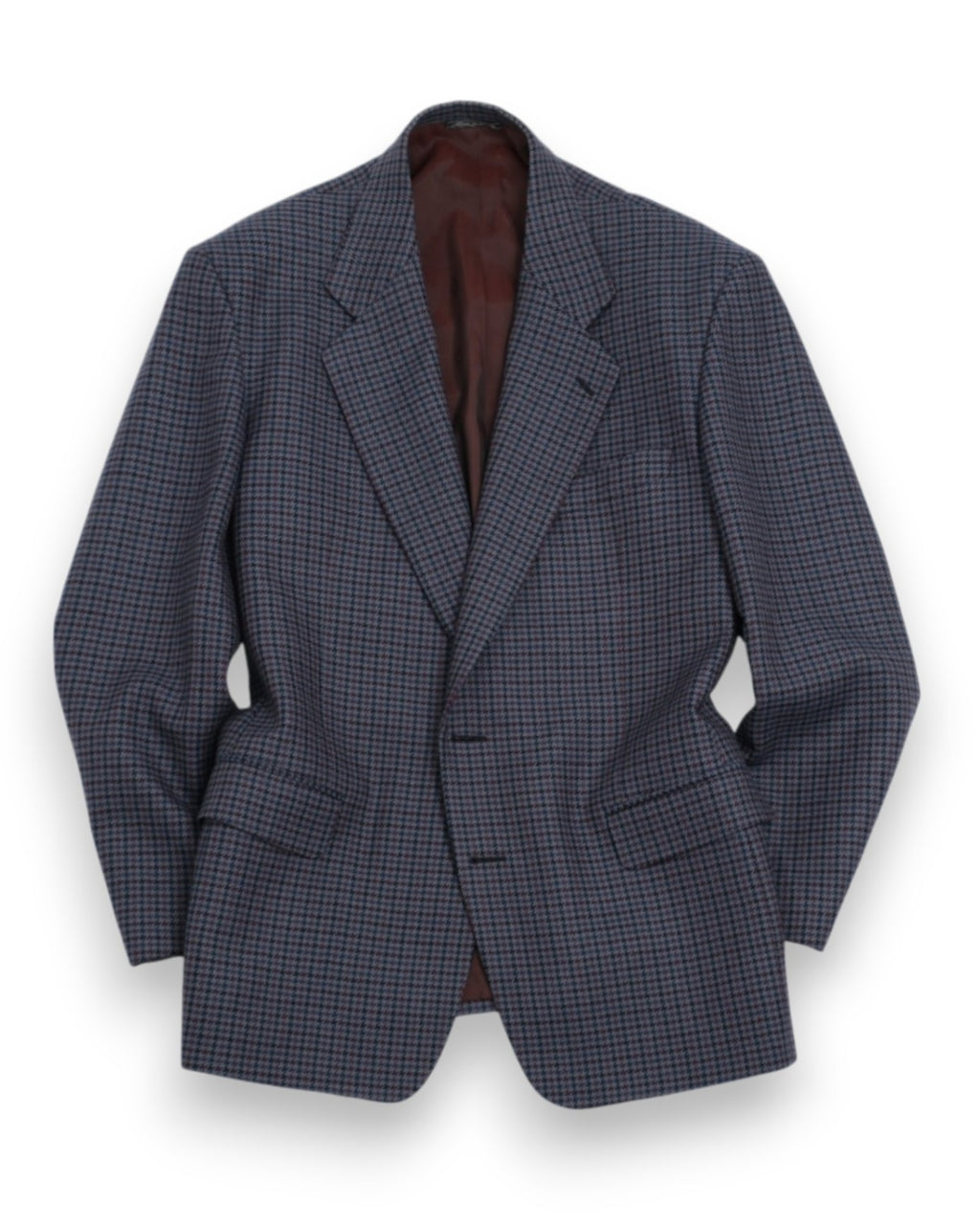 Burgundy/Navy/Grey Virgin Wool Houndstooth Sports Jacket