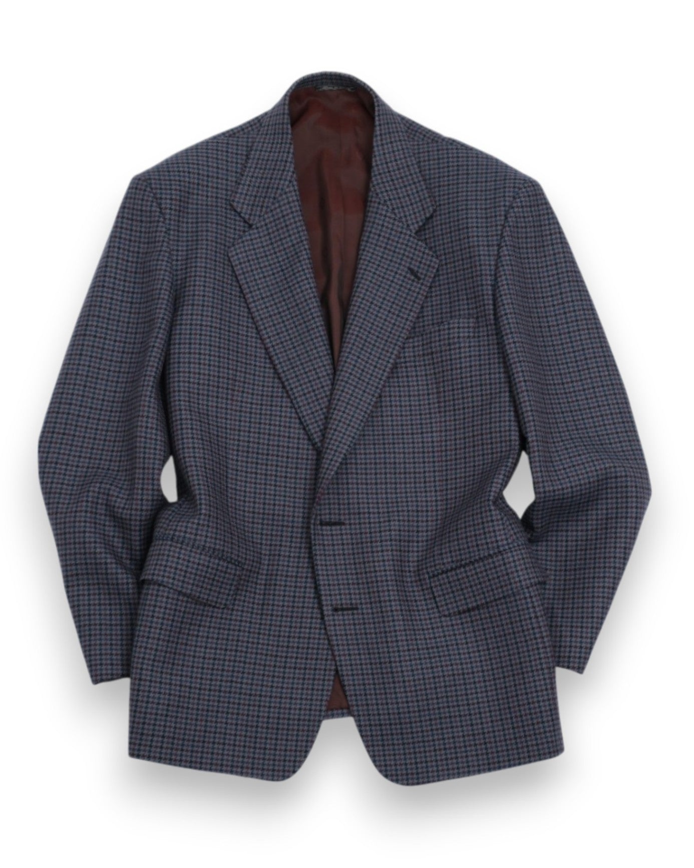 Burgundy/Navy/Grey Virgin Wool Houndstooth Sports Jacket