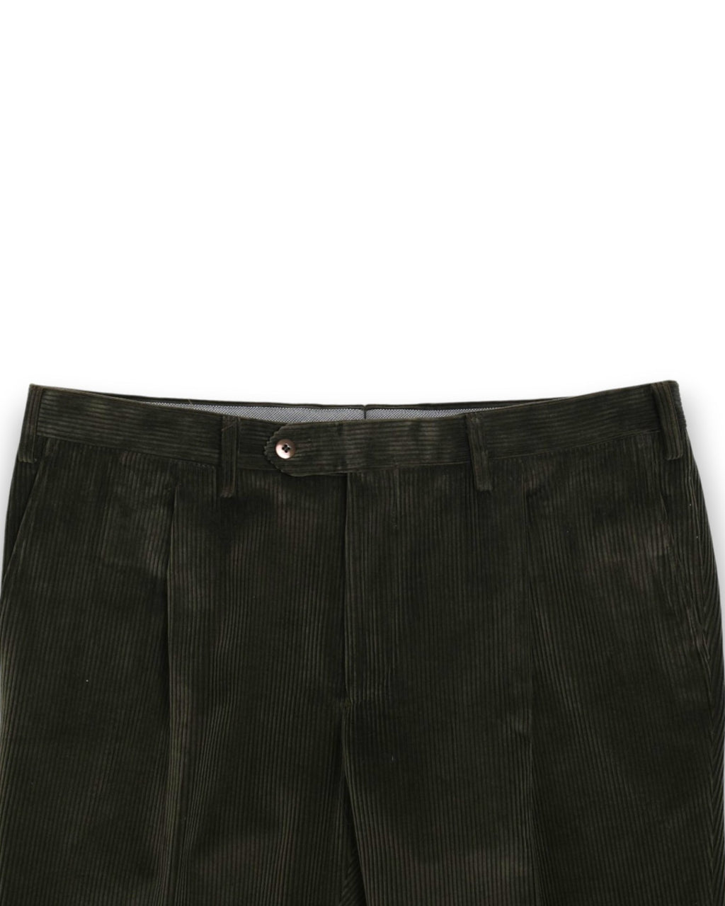 Dark Green Pleated Corduroy Trousers