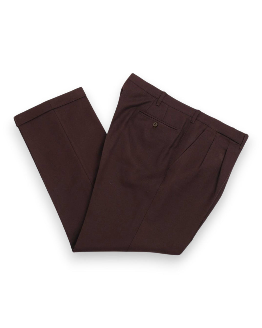 Chocolate Brown Pleated Twill Trousers