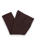 Chocolate Brown Pleated Twill Trousers