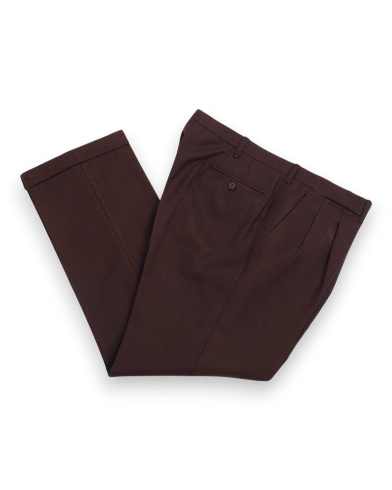 Chocolate Brown Pleated Twill Trousers