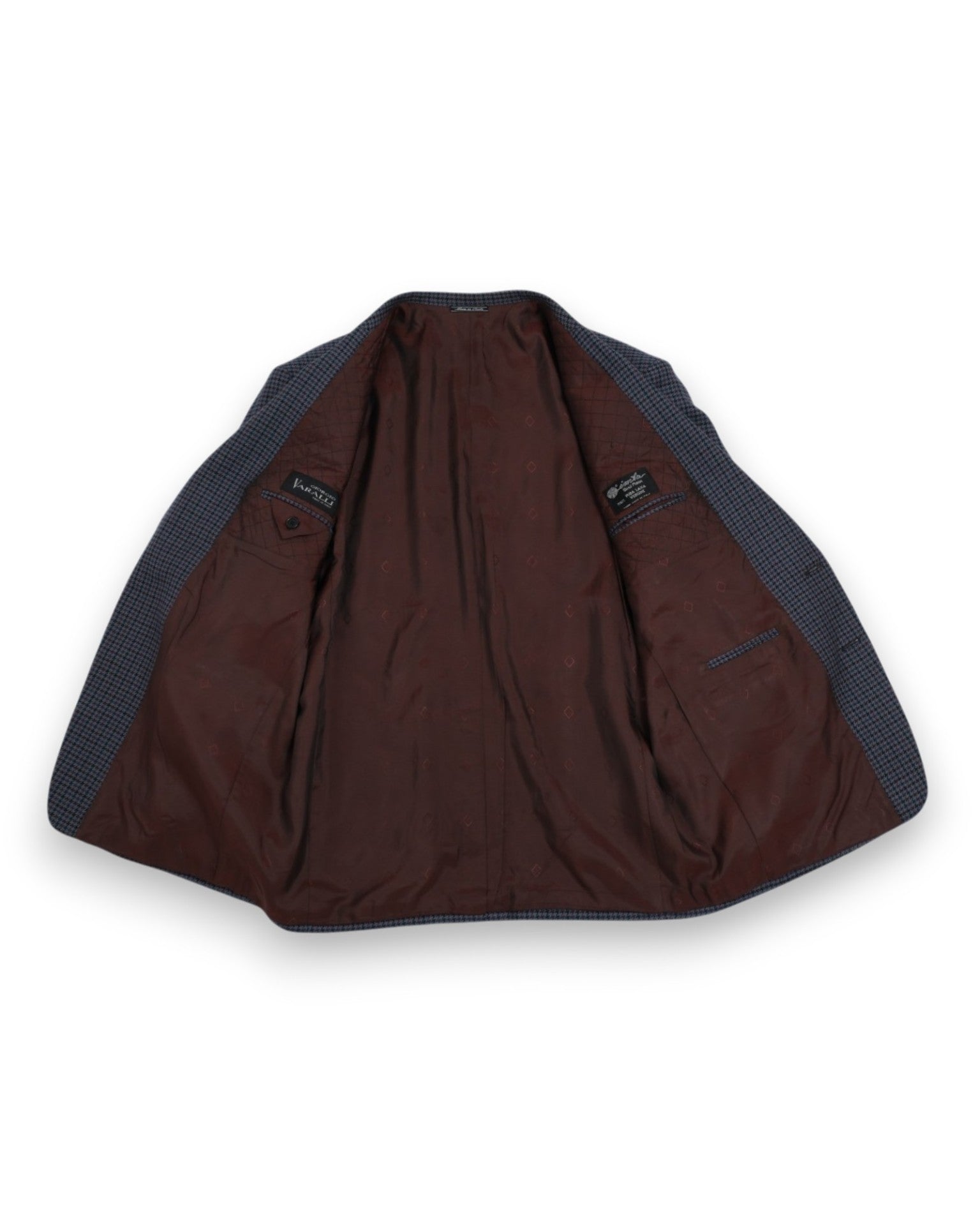 Burgundy/Navy/Grey Virgin Wool Houndstooth Sports Jacket