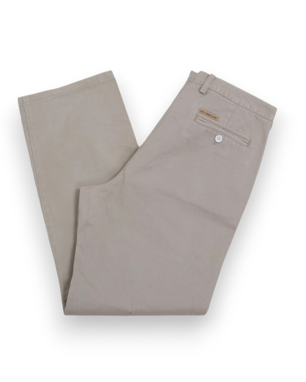 Light Khaki Sturdy Cotton Twill High-Rise Trousers