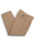 Khaki Sturdy Twill High-Rise Pleated Chino Trousers