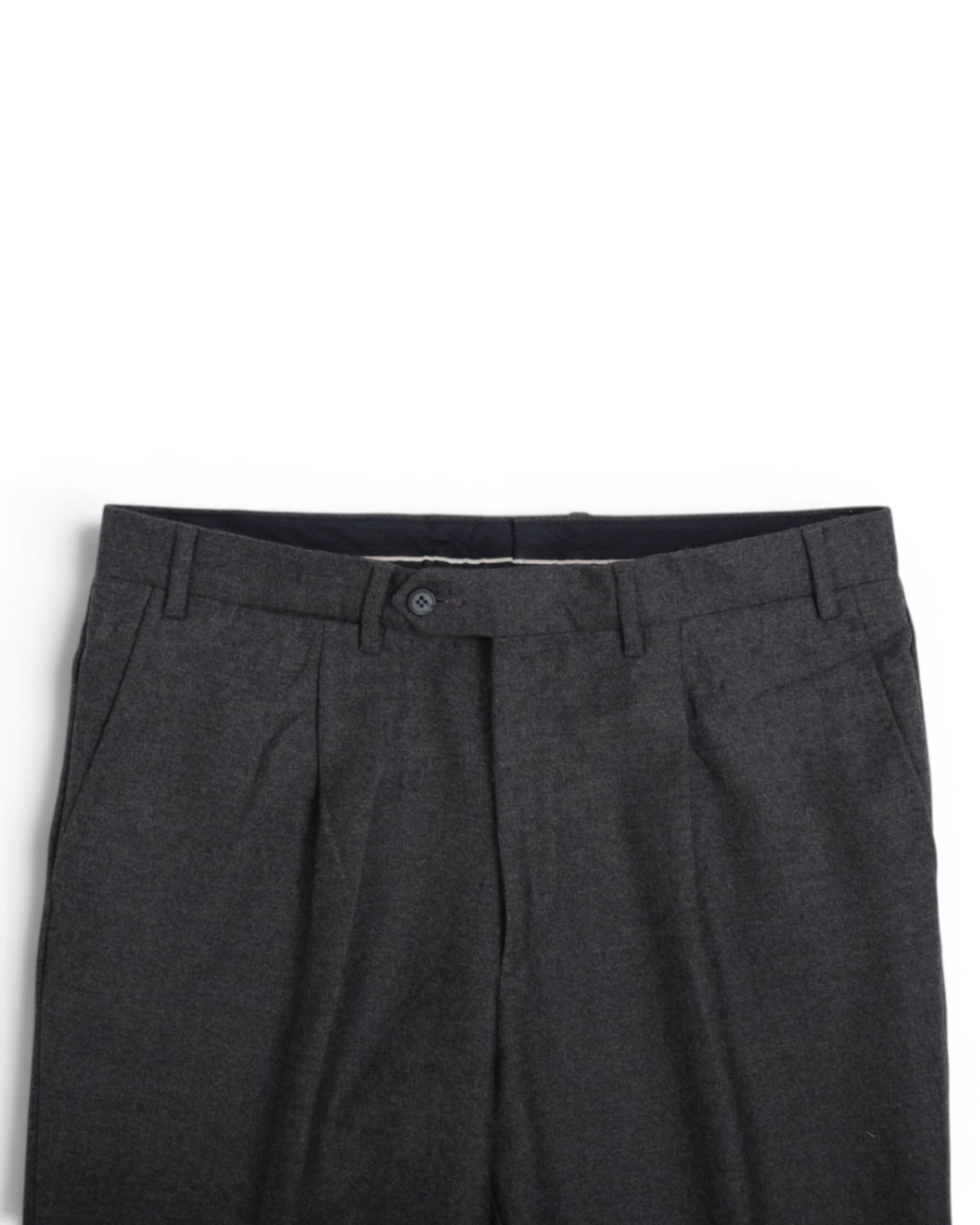 Anthracite Pleated Flannel Wool Trousers