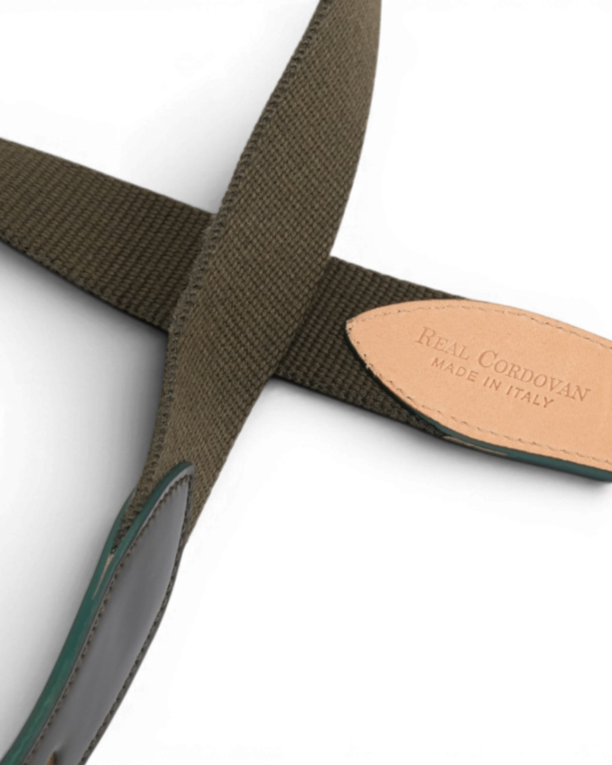 Dark Green Cordovan & Canvas Belt