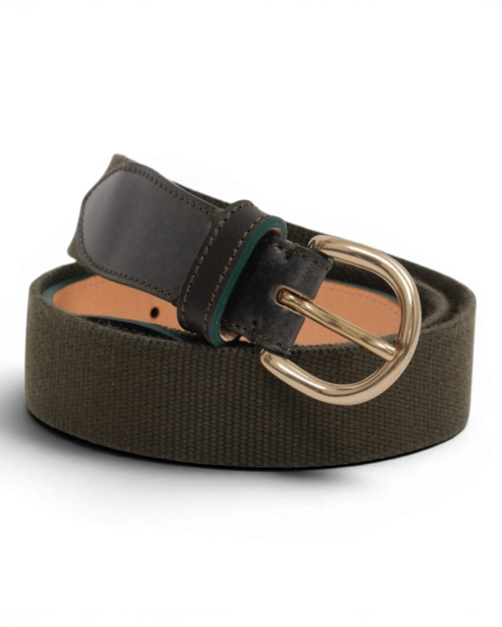 Dark Green Cordovan & Canvas Belt