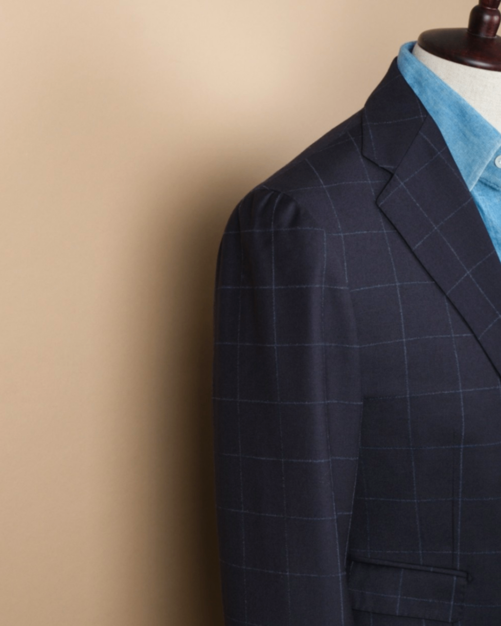 Navy/Blue Windowpane Super 130´s Sports Jacket