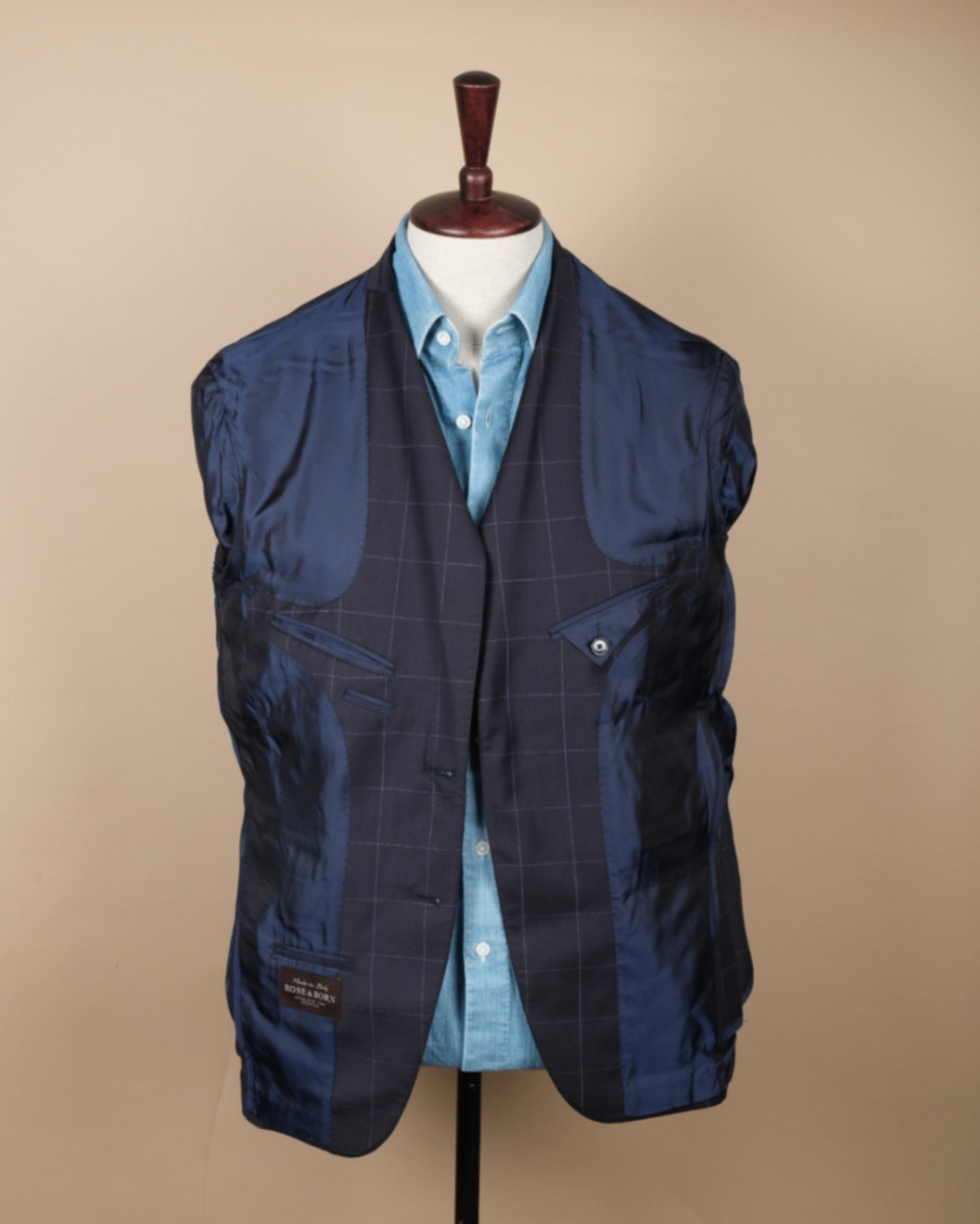 Navy/Blue Windowpane Super 130´s Sports Jacket