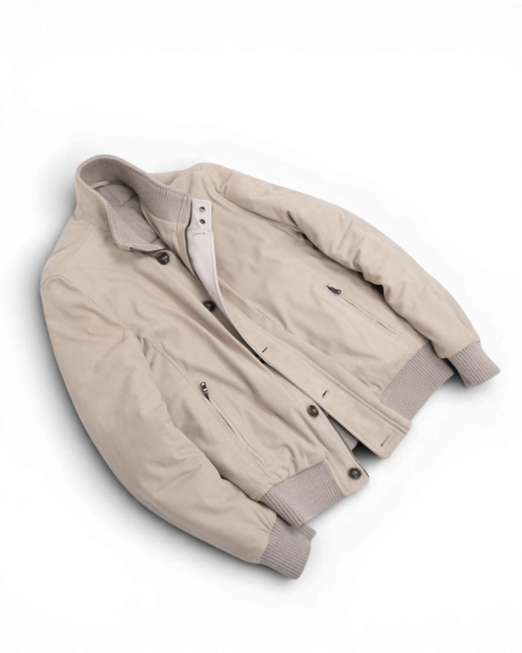 Stone Beige Suede Flight Jacket