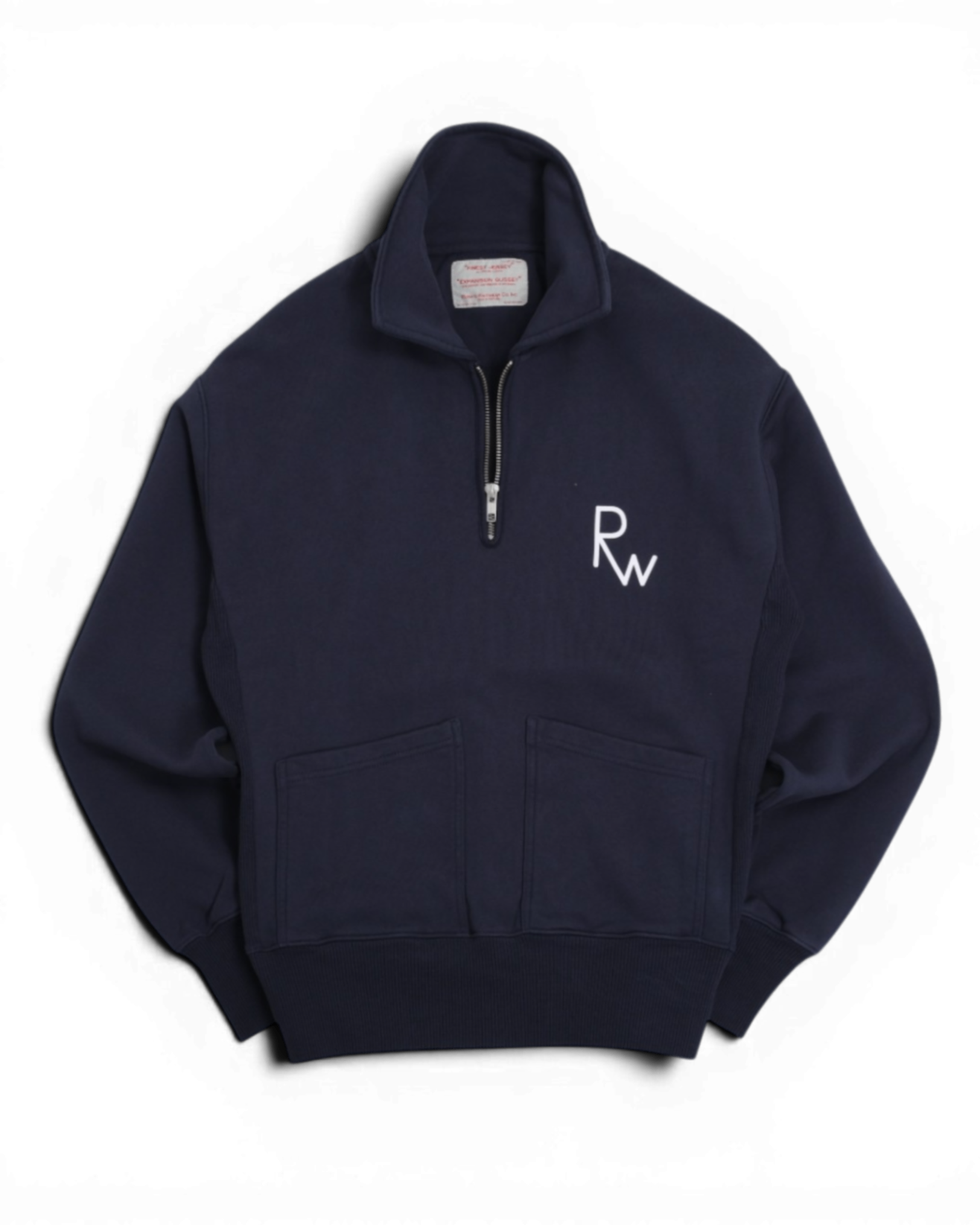 Navy Jersey Zip Polo Sweatshirt