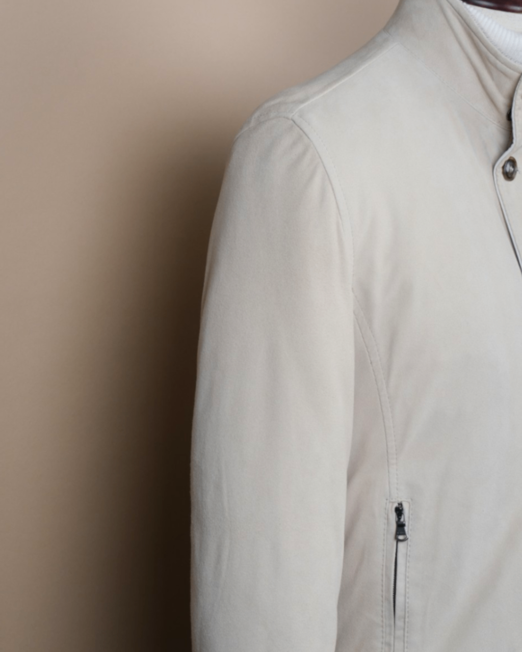Stone Beige Suede Flight Jacket