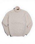 Off-White Dimaond Cable-Knit Chinky Virgin Wool Rollneck