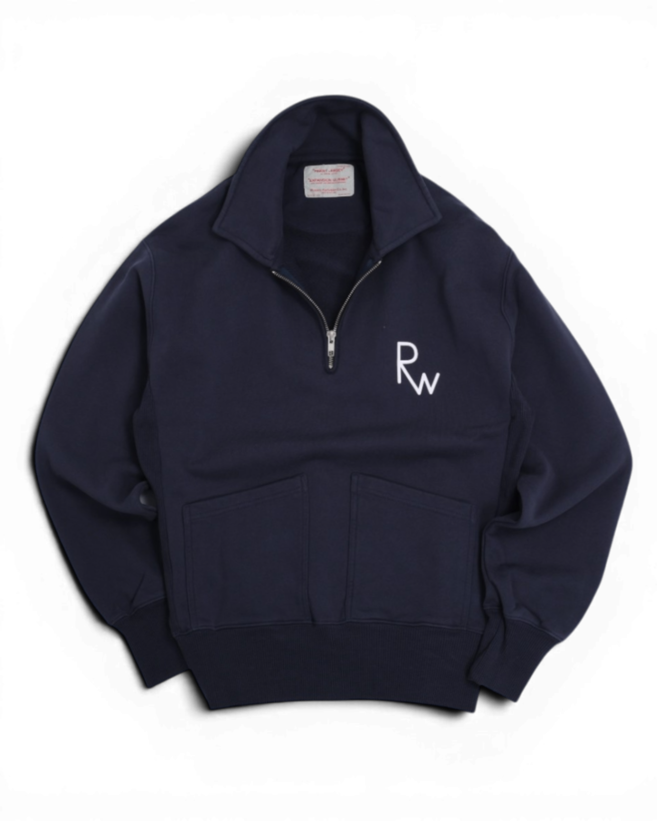 Navy Jersey Zip Polo Sweatshirt