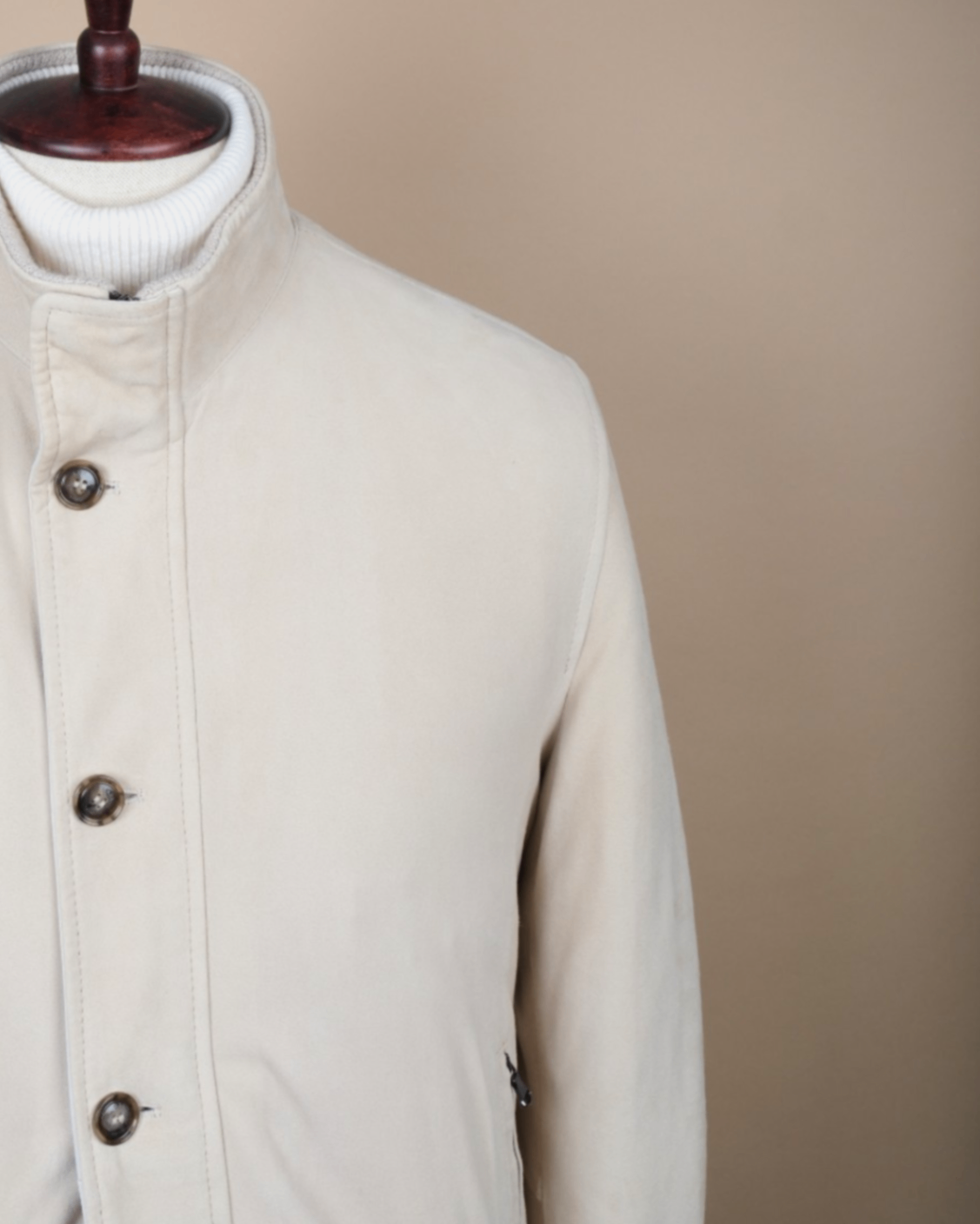 Stone Beige Suede Flight Jacket