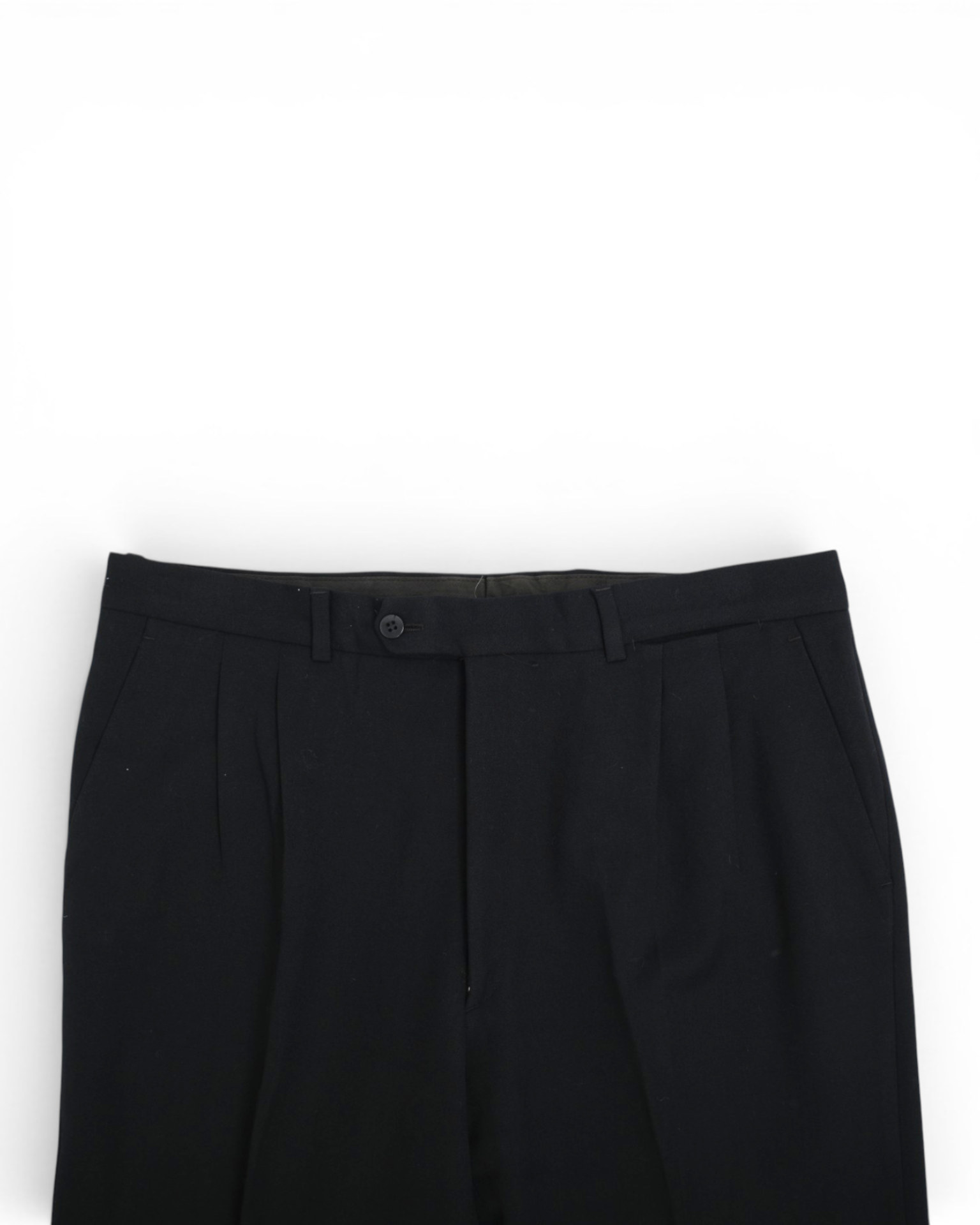 Black High-Rise Pleated Wool Trousers
