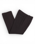 Chocolate Wool Twill High-Rise Pleated Trousers
