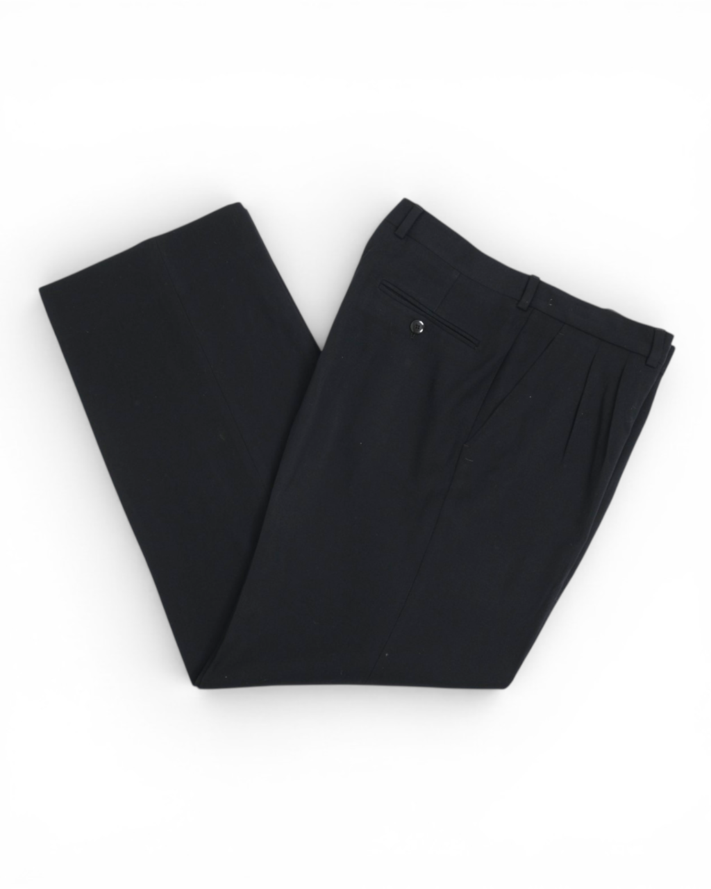 Black High-Rise Pleated Wool Trousers