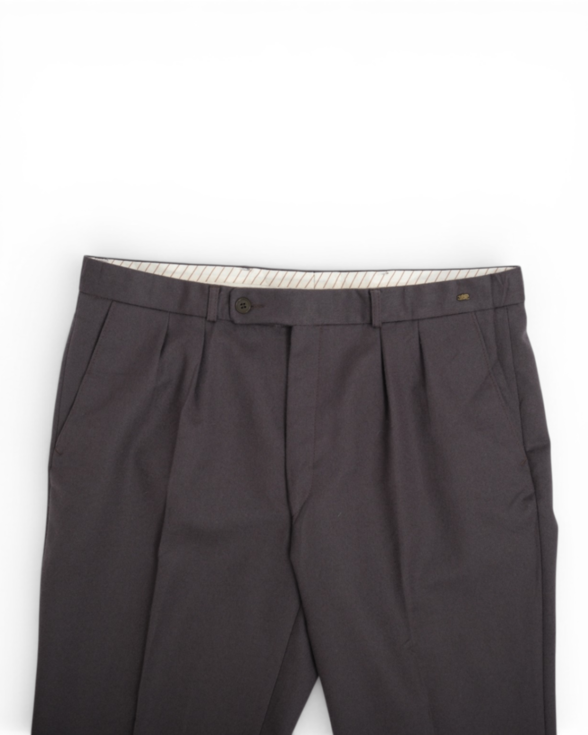 Muted Moss Flannel Mid-Rise Pleated Trousers