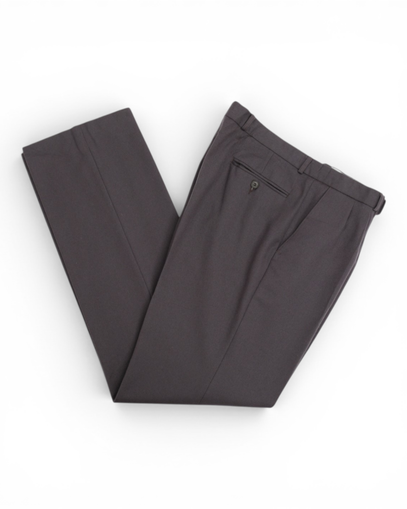Muted Moss Flannel Mid-Rise Pleated Trousers