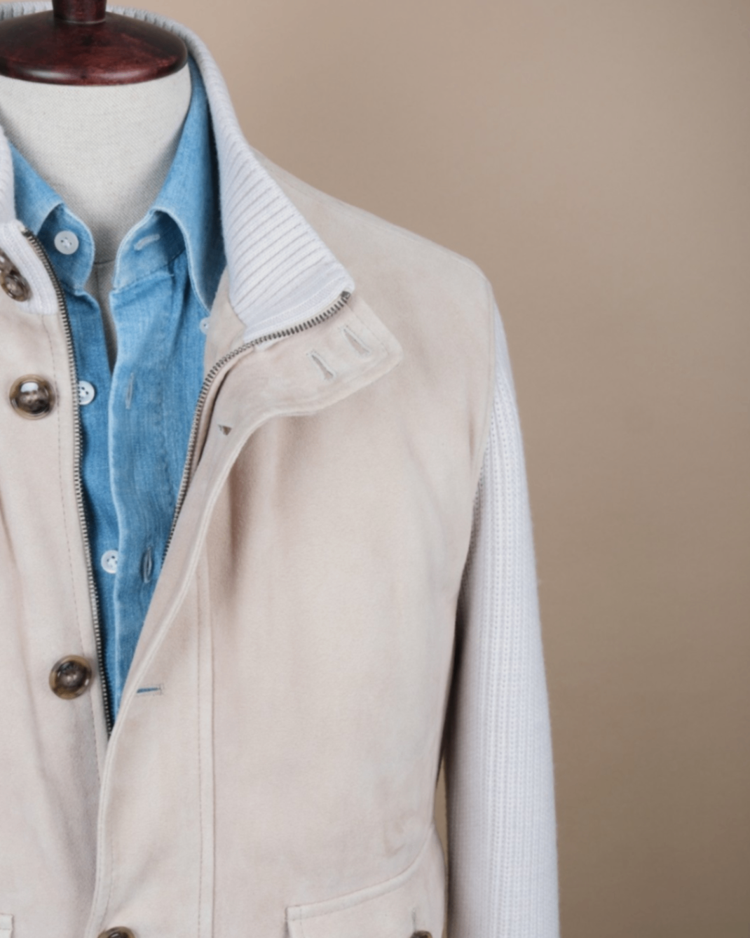 Stone Beige Panel Flight Jacket