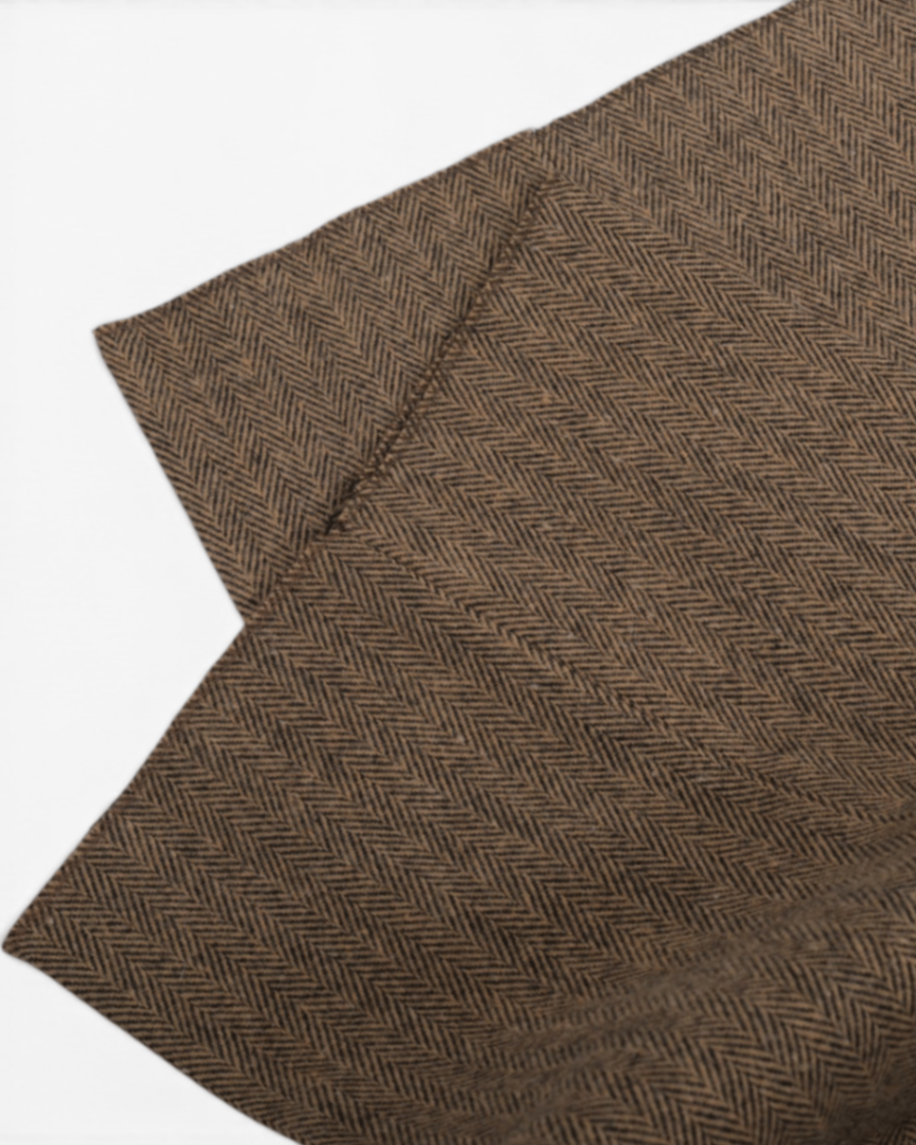 Brown High-Rise Tweed Herringbone Trousers
