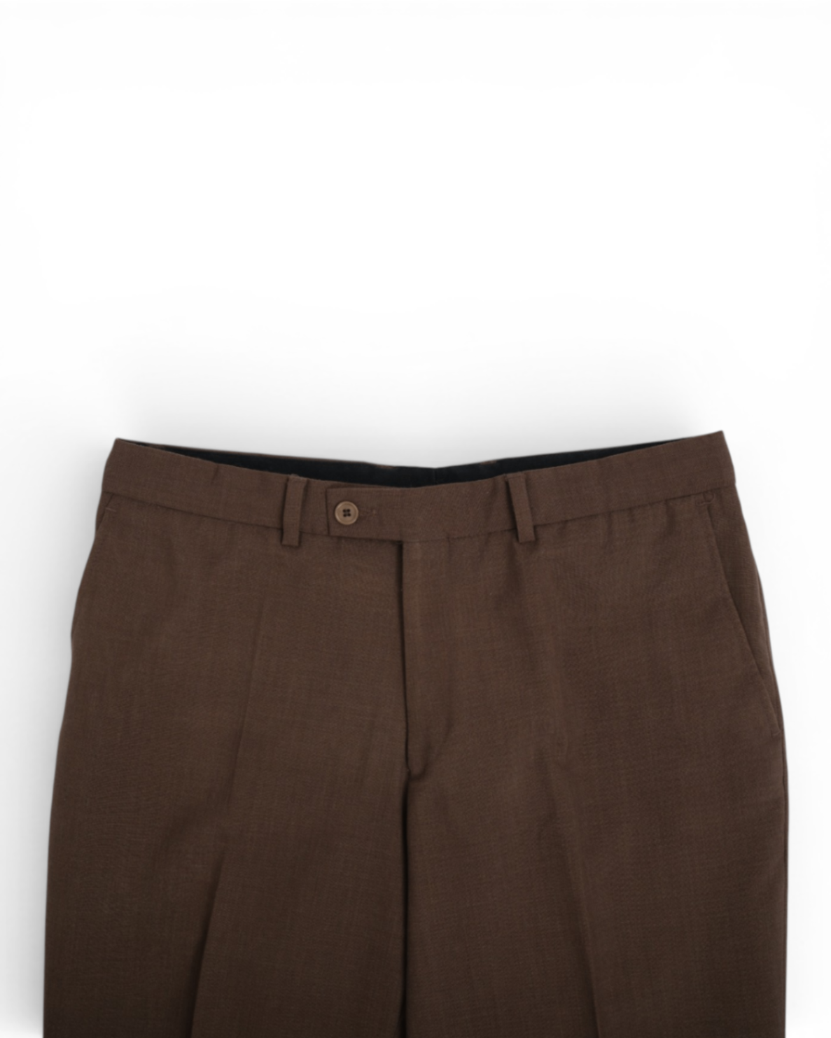 Brown Mid Rise Wool Trousers