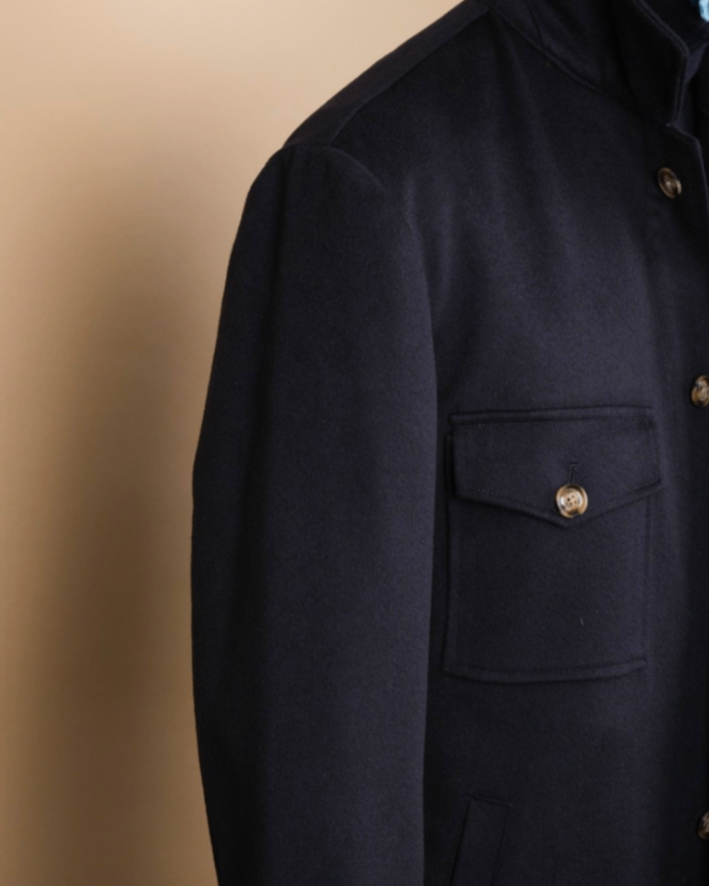 Dark Navy "Capolavoro" Virgin Wool Overshirt