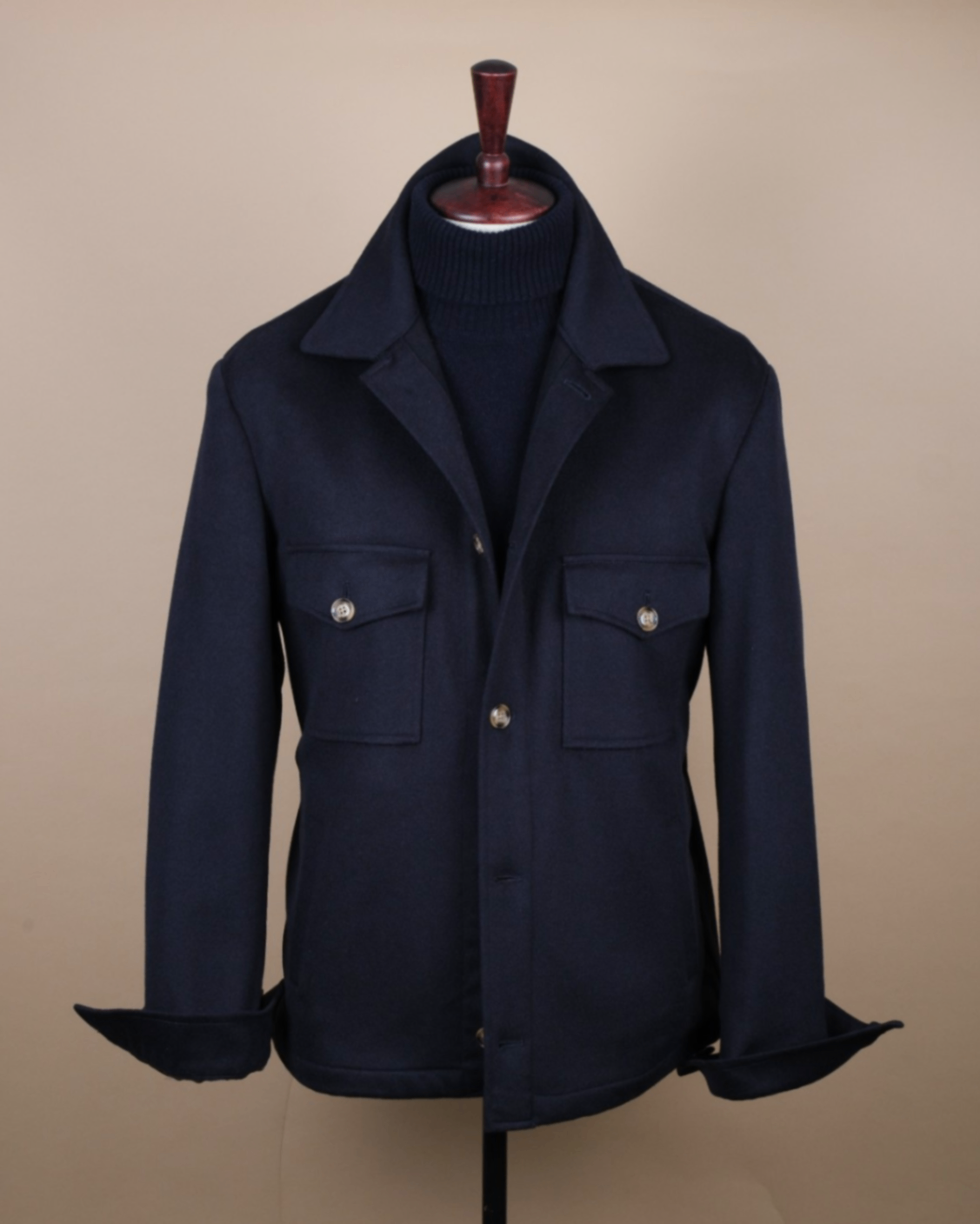 Dark Navy "Capolavoro" Virgin Wool Overshirt