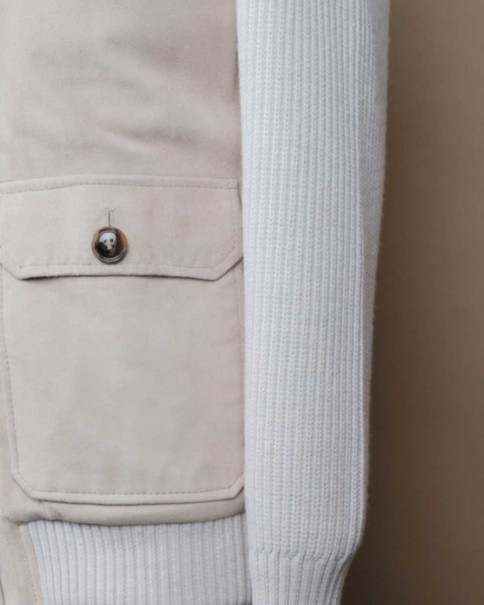 Stone Beige Panel Flight Jacket