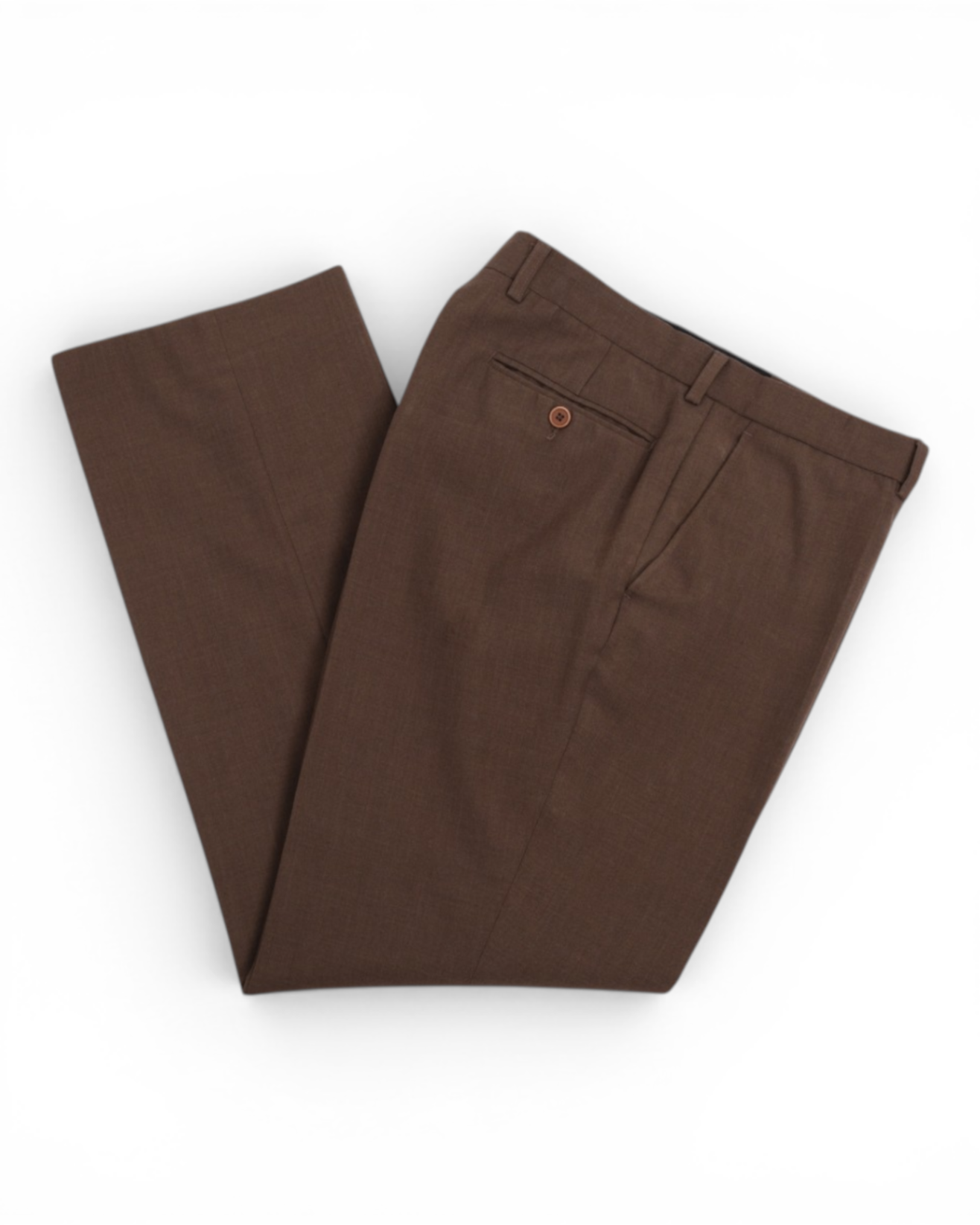 Brown Mid Rise Wool Trousers