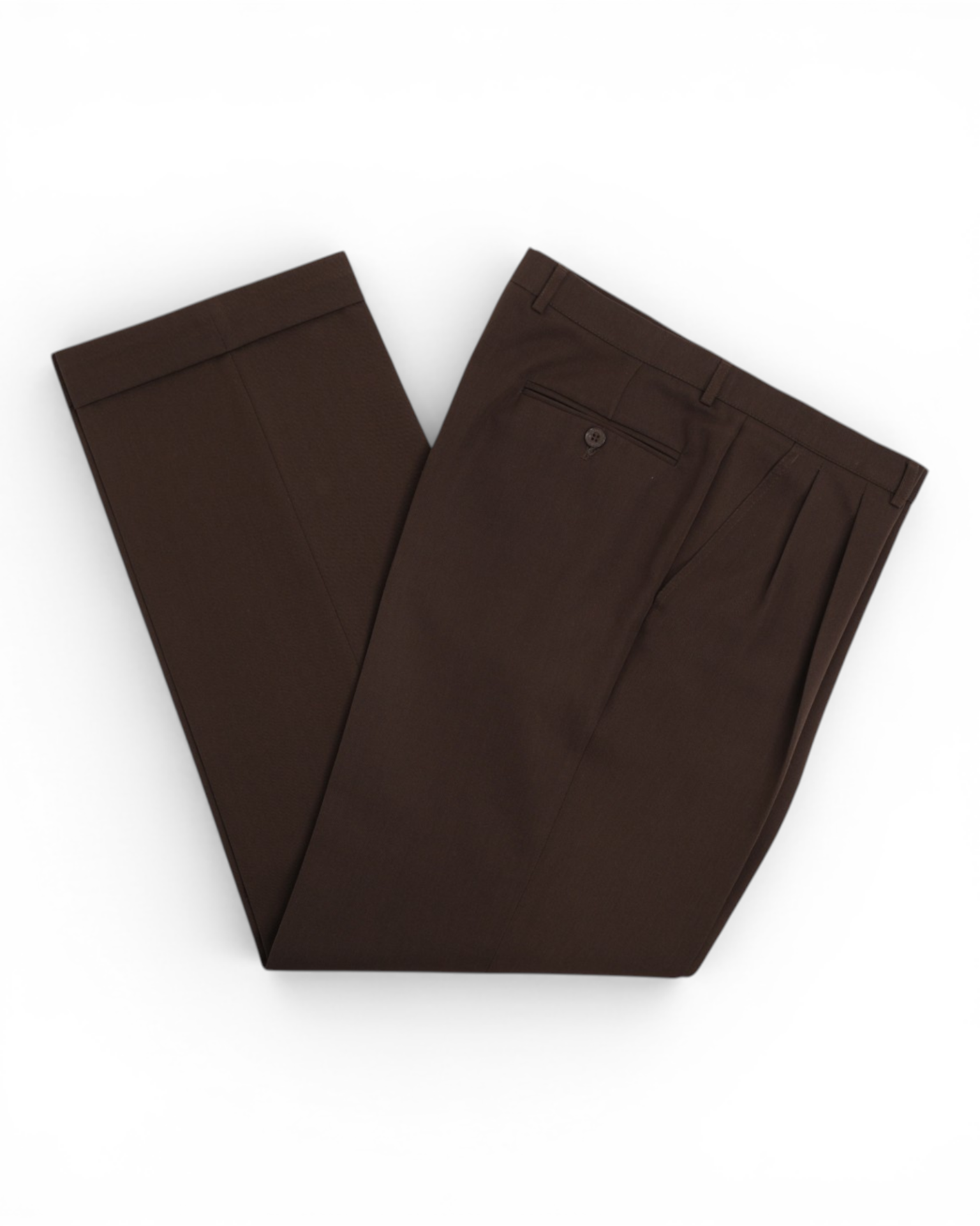 Brown High Rise Pleated Wool Trousers, Made in Sweden