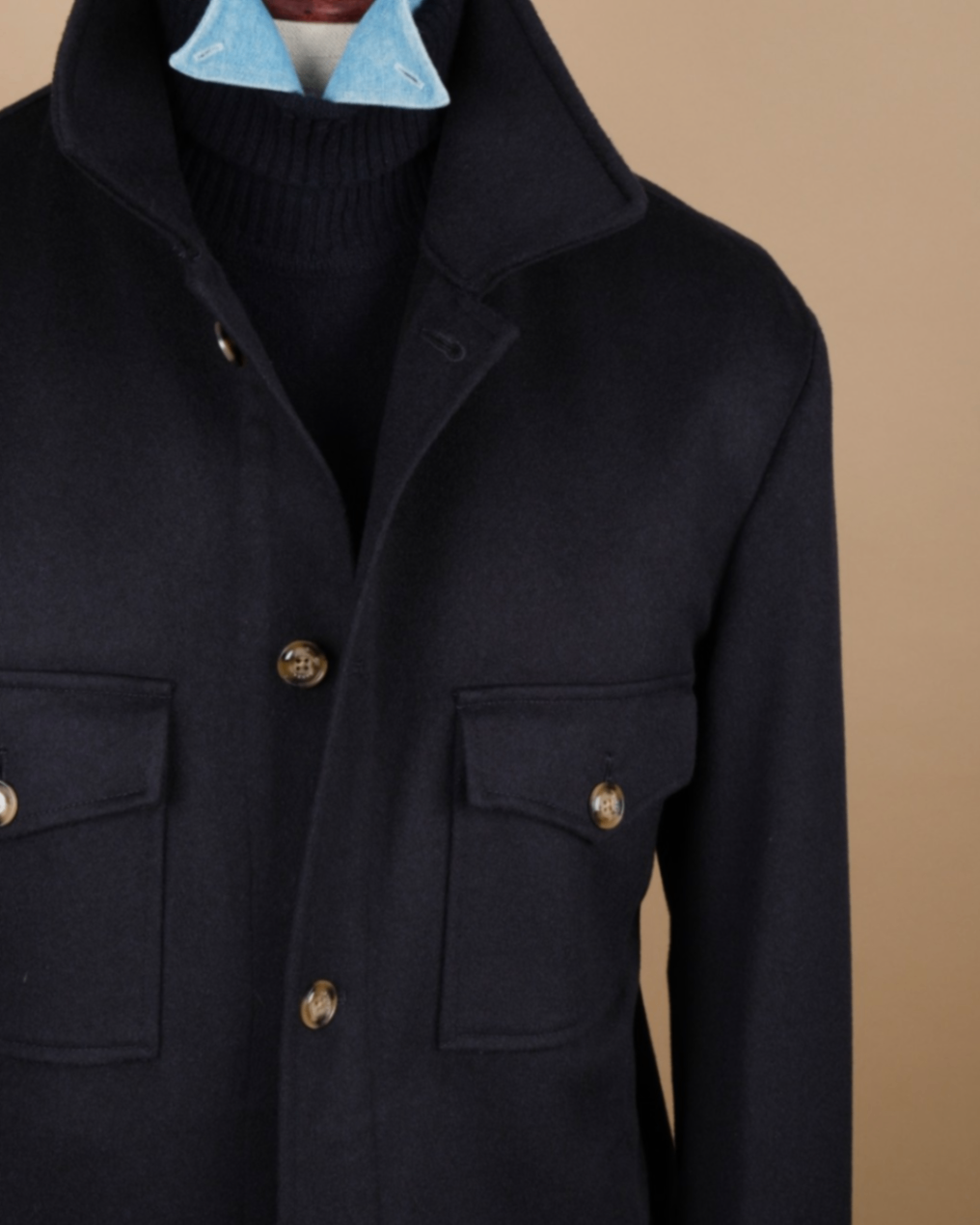 Dark Navy "Capolavoro" Virgin Wool Overshirt