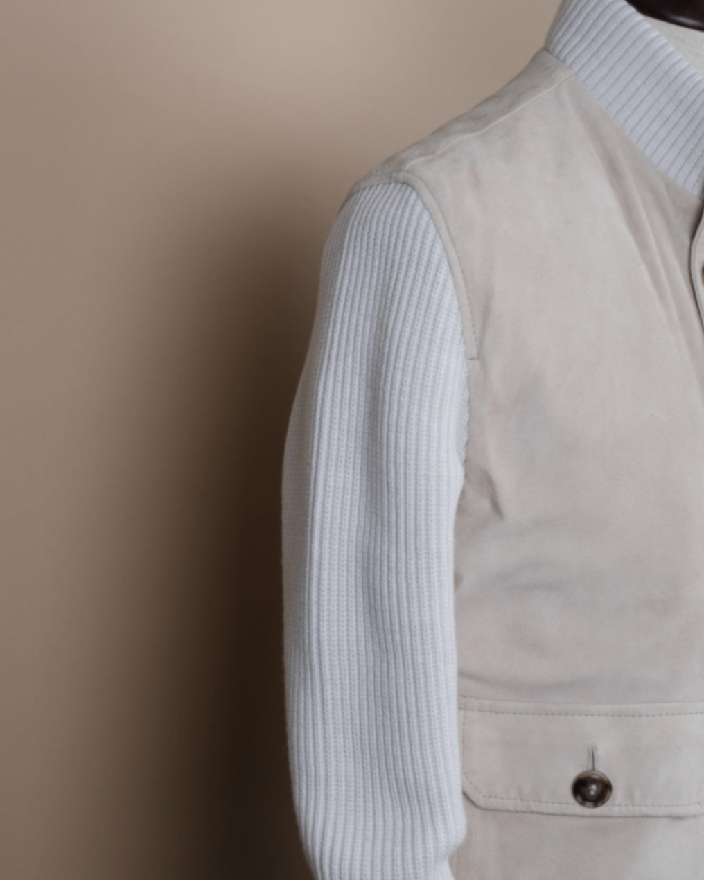 Stone Beige Panel Flight Jacket