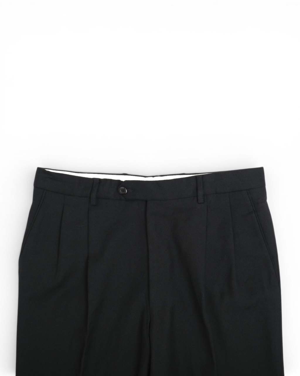 Black High-Rise Full Cut Wool Twill Trousers
