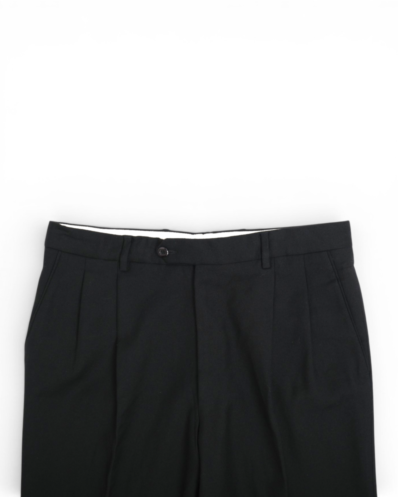 Black High-Rise Full Cut Wool Twill Trousers