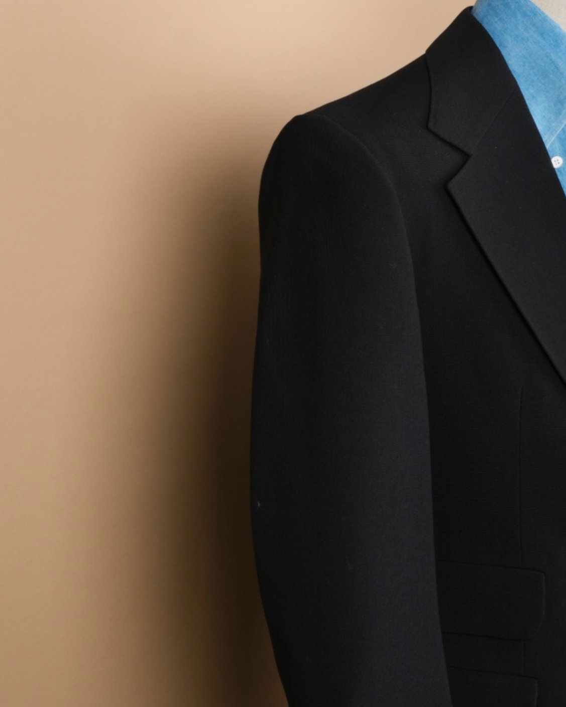 Black Worsted Wool 3-Piece Suit, Made in Sweden