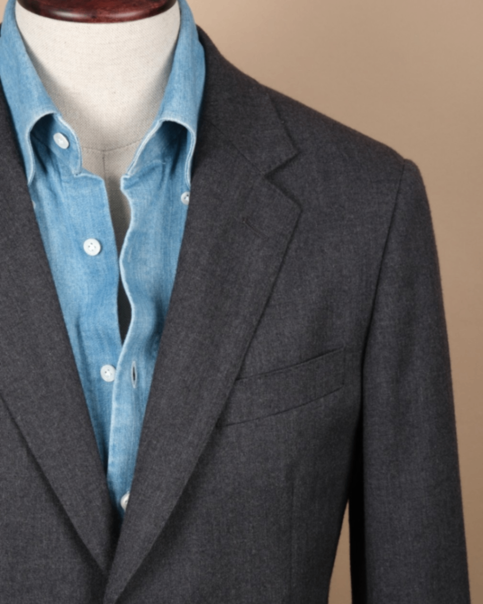 Dark Grey Wool Flannel Suit Jacket